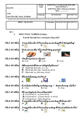 Kiểm tra cuối kì I - Năm học 2015 - 2016 môn Tin học 2